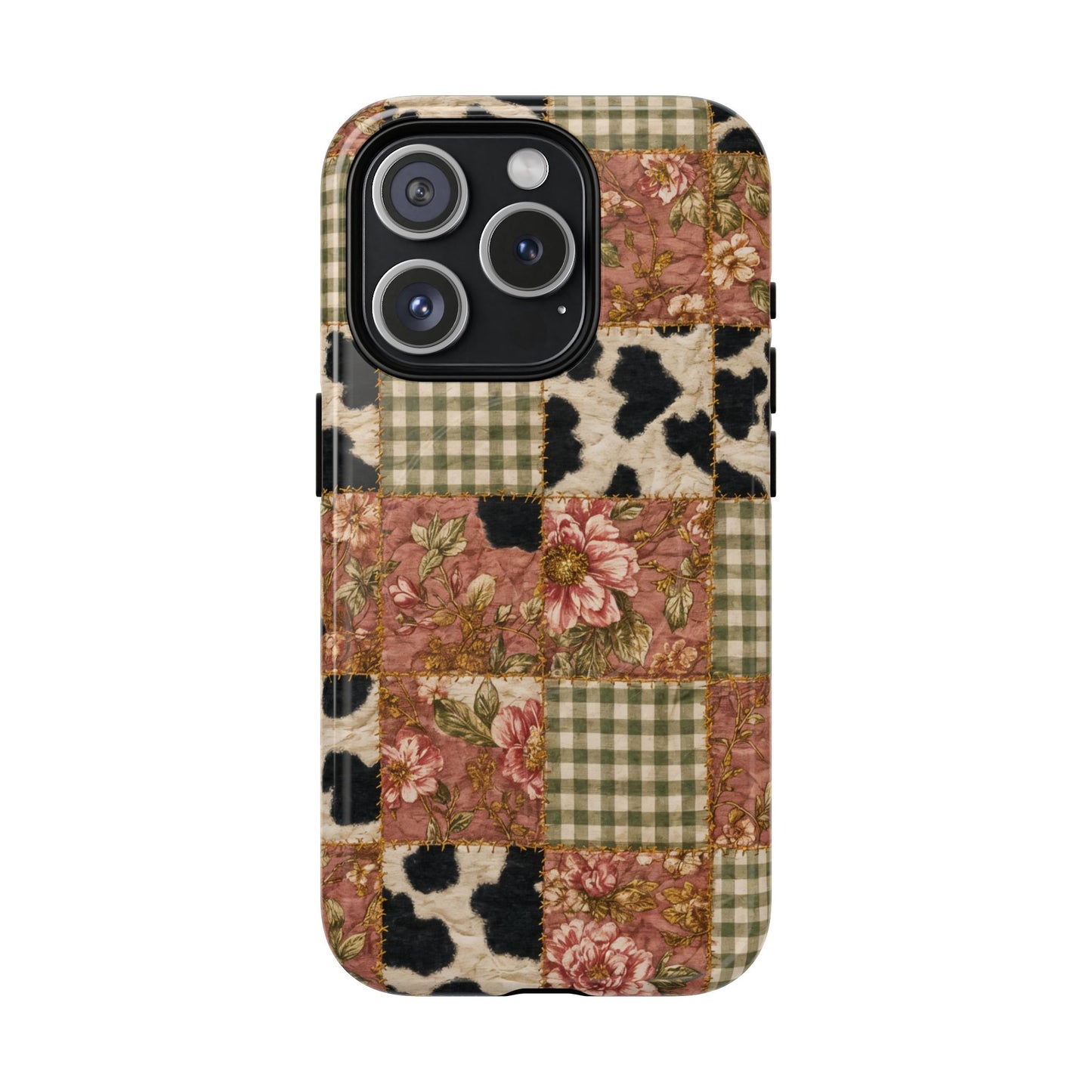 Cowhide Floral Quilt Magnetic Case