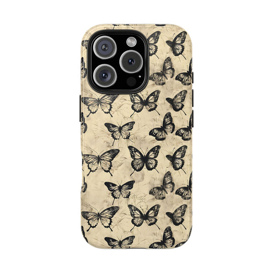 Black Vintage Butterflies Phone Case