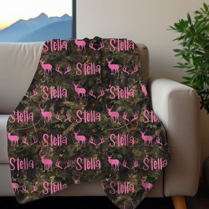 Personalized Camo Deer Blanket