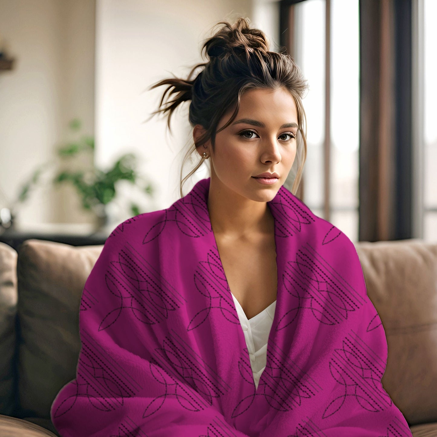 Boot Stitch Pattern Blanket - Pink