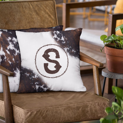 Cowhide Monogram Pillow