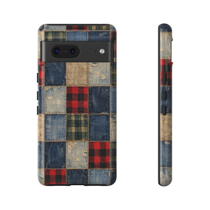 Denim Plaid Patchwork Tough Case