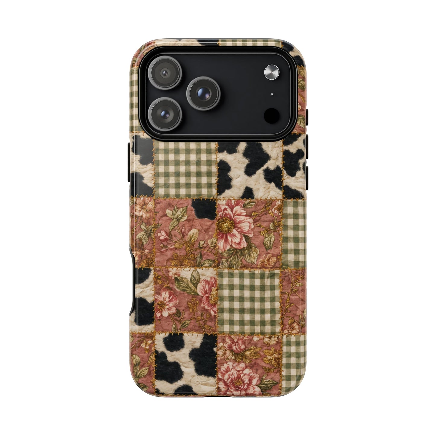 Cowhide Floral Quilt Magnetic Case