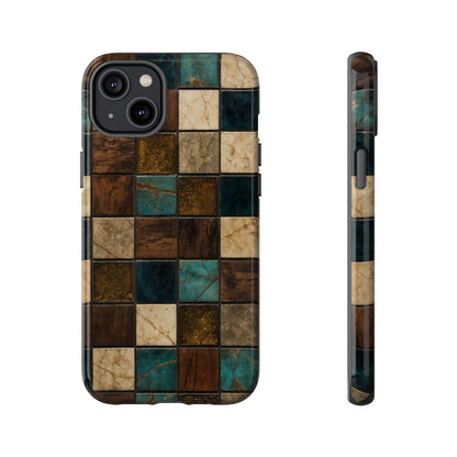 Teal Walnut Tile Tough Case