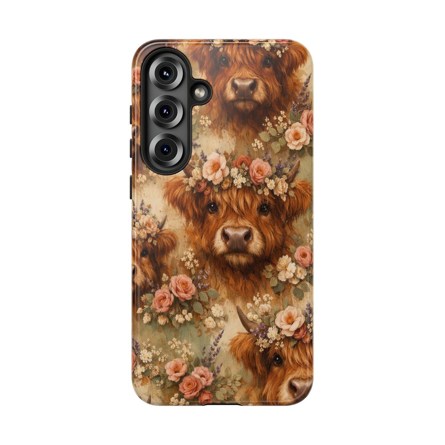 Floral Highland Cow Tough Case