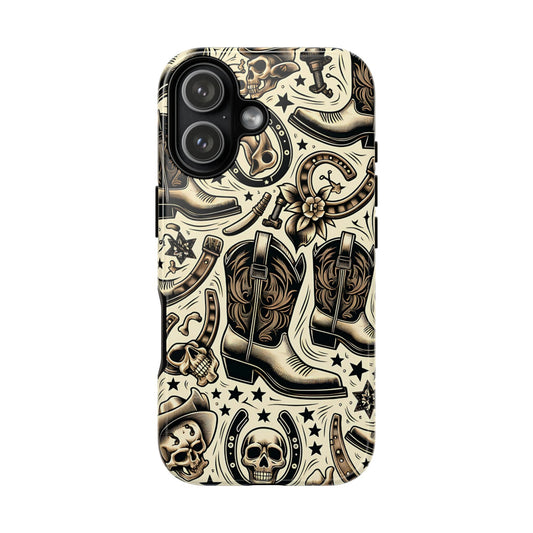 Skulls Boots Horseshoes Tough Phone Case