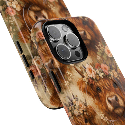 Floral Highland Cow Magnetic Case