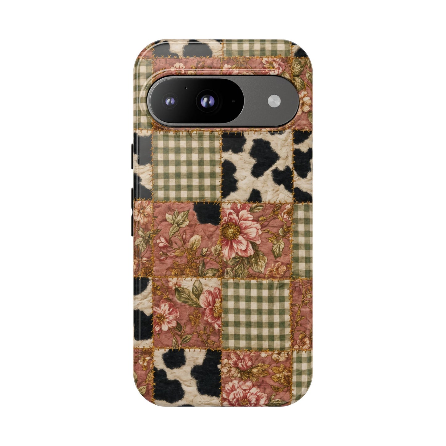 Cowhide Floral Quilt Tough Case