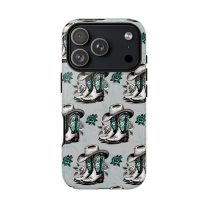 Teal Floral Boots Tough Case