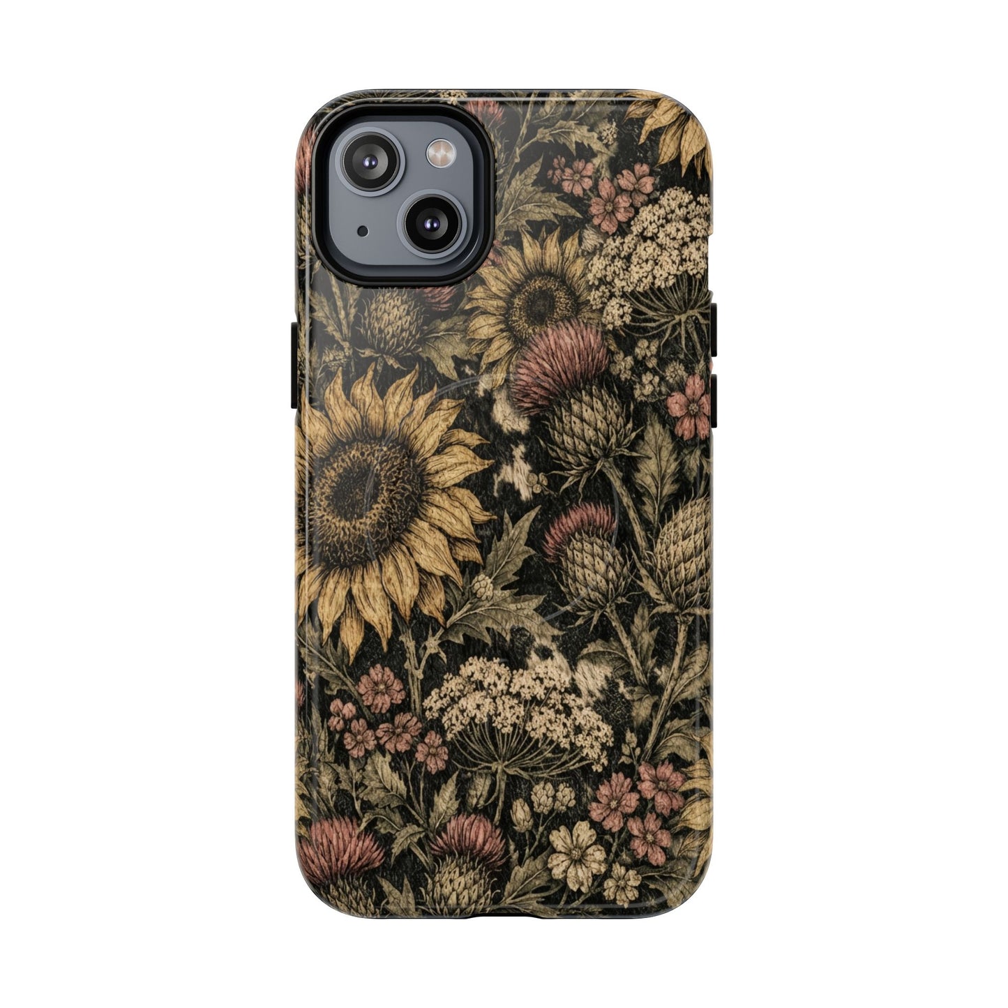 Cowhide Sunflower Thistles Magnetic Case