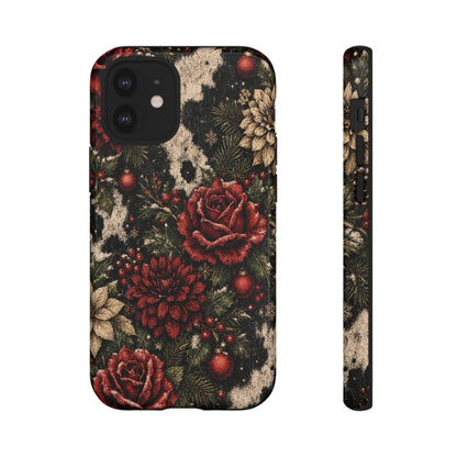 Cowhide Christmas Roses Tough Case