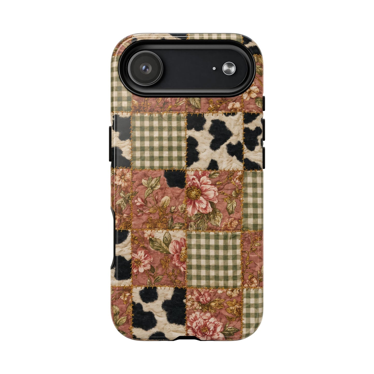 Cowhide Floral Quilt Magnetic Case