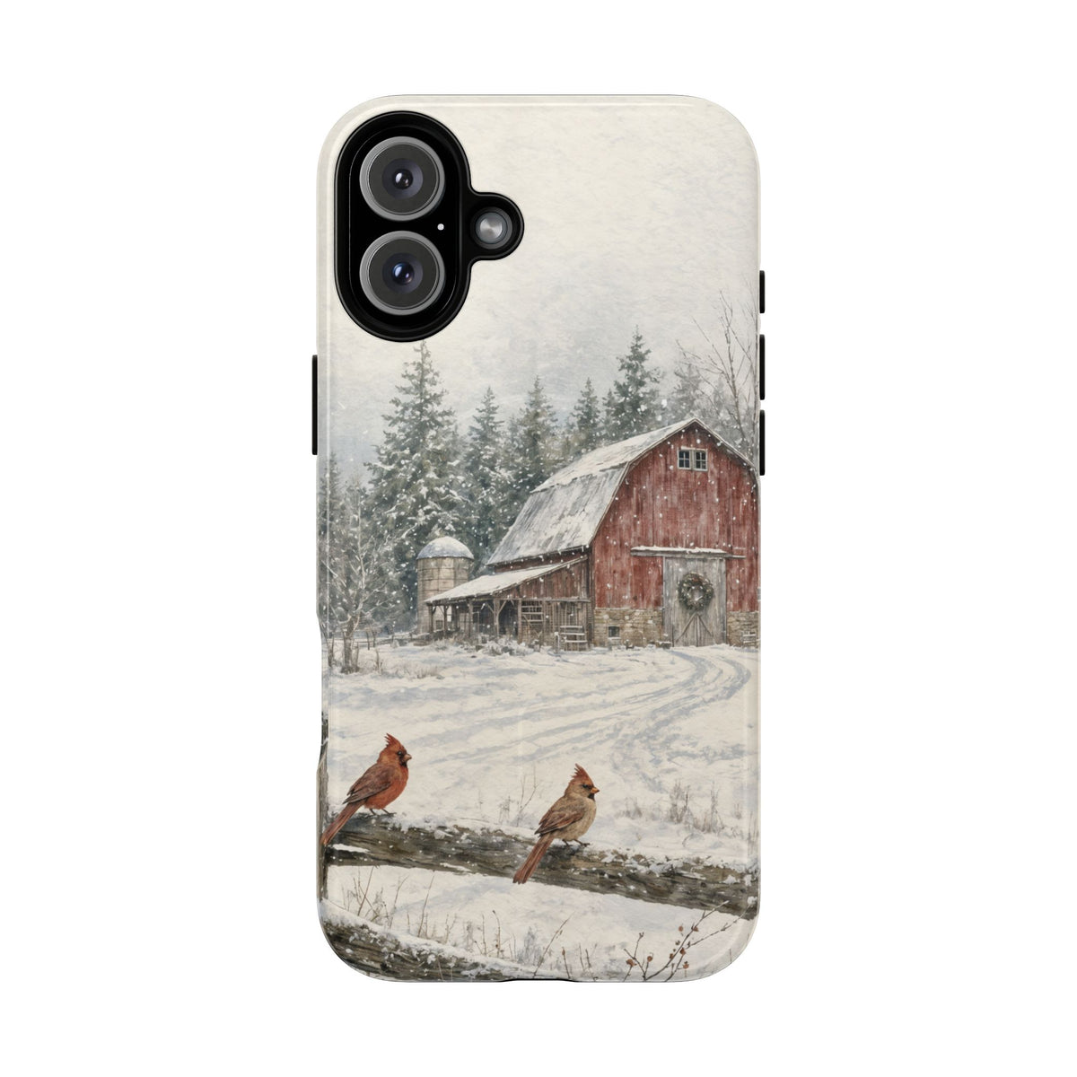 Snowy Red Barn Magnetic Case