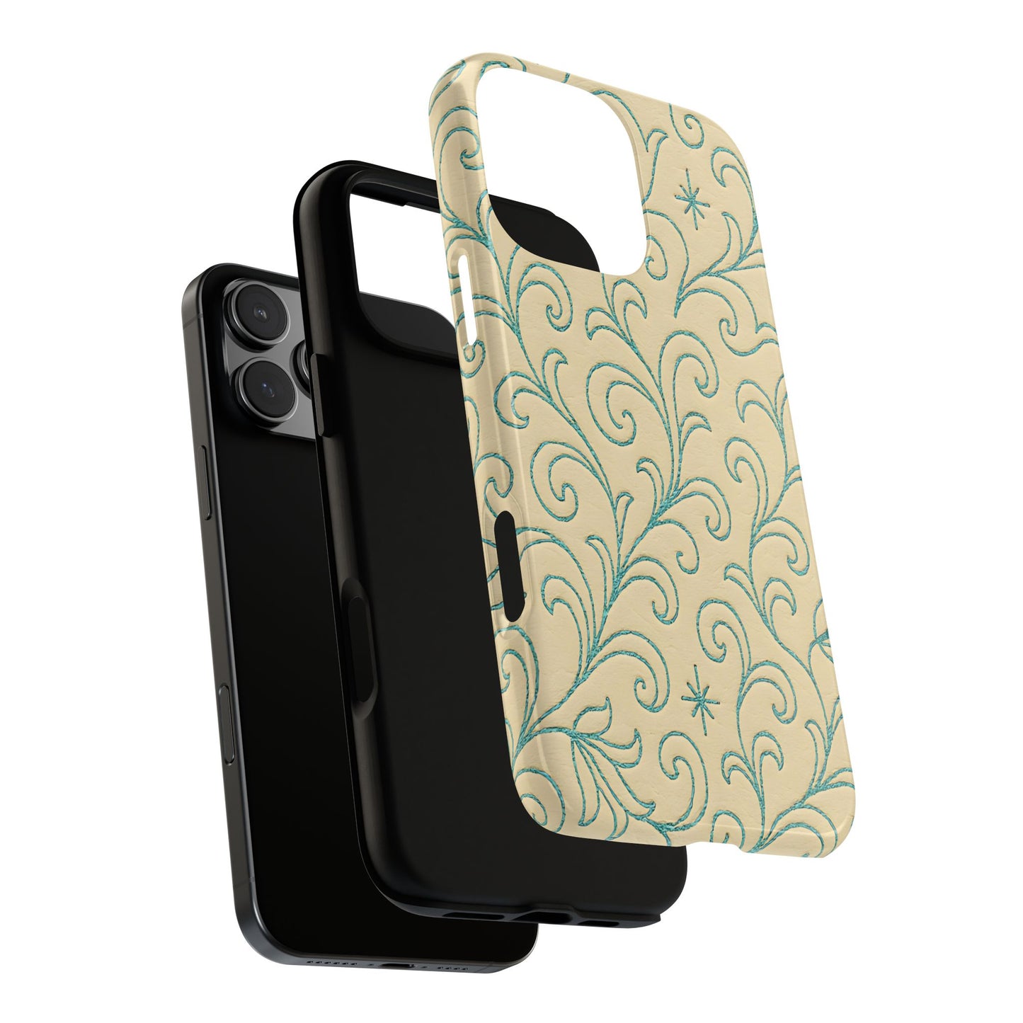 Cream + Turquoise Stitch Tough Case
