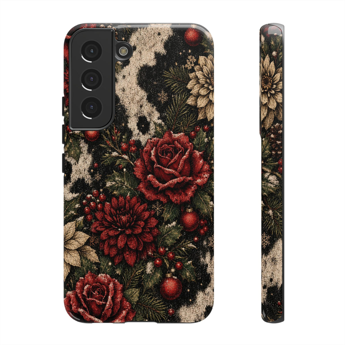 Cowhide Christmas Roses Tough Case