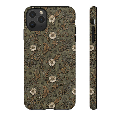 Sage Tooled Roses Tough Case