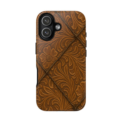 Faux Tooled Tan Barbed Wire Tough Phone Case