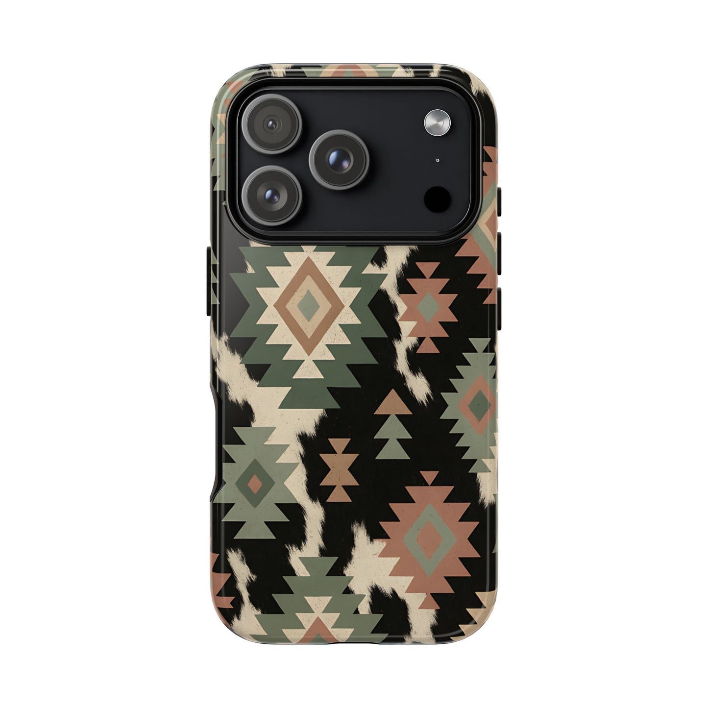 Sage Aztec + Cowhide Tough Phone Case