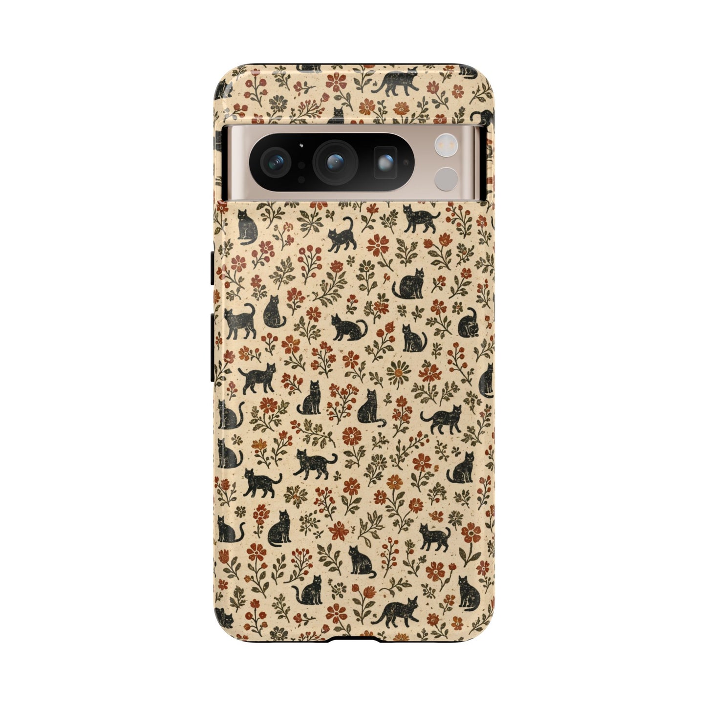 Black Cat Floral Tough Case