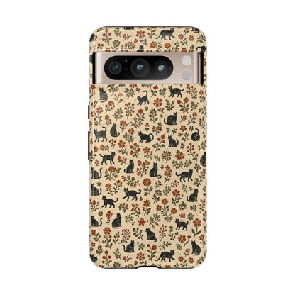 Black Cat Floral Tough Case