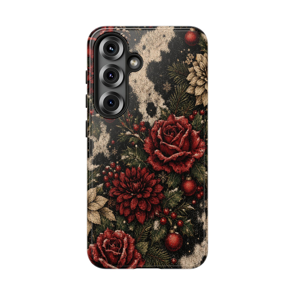 Cowhide Christmas Roses Tough Case
