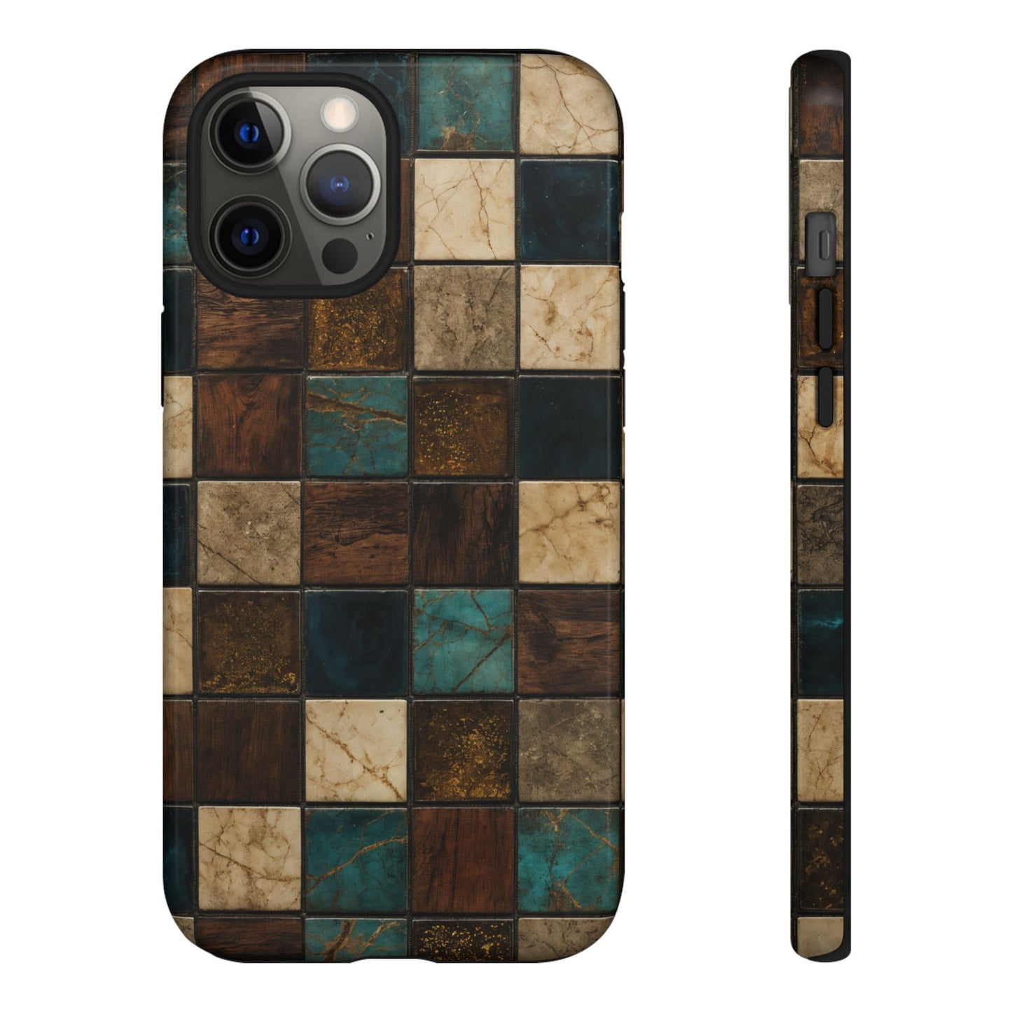 Teal Walnut Tile Tough Case