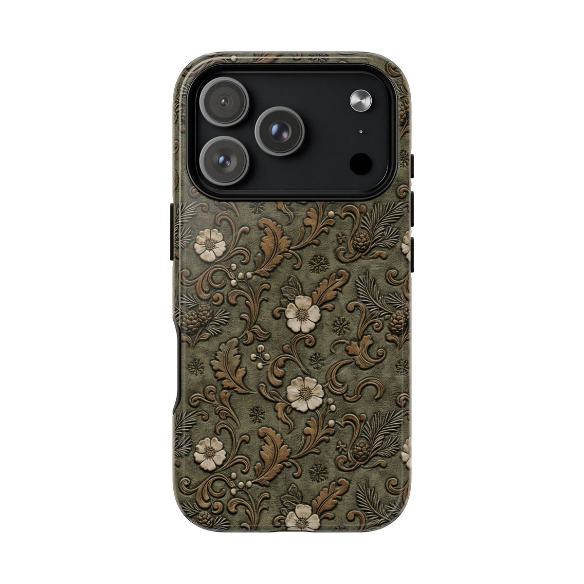Sage Tooled Roses Magnetic Case