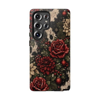Cowhide Christmas Roses Tough Case
