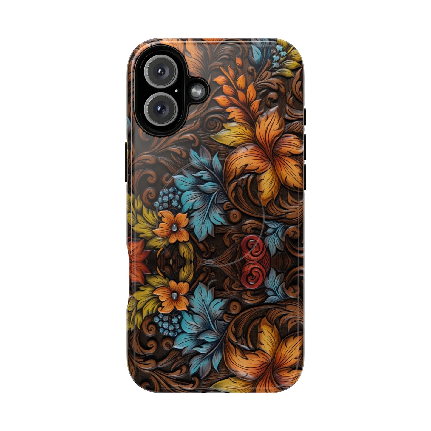 Floral Wood-Print Magnetic Case