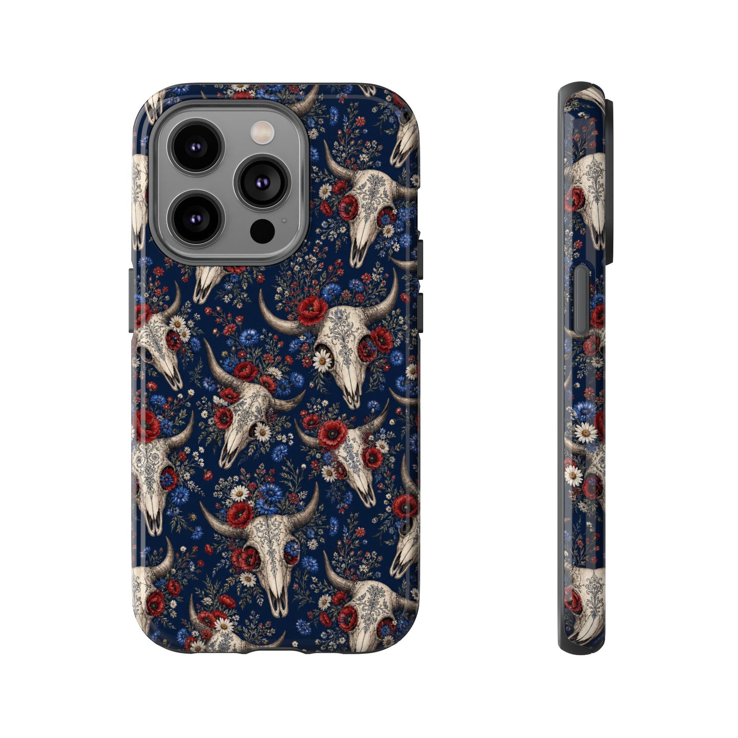 Patriotic Floral Skulls Tough Case