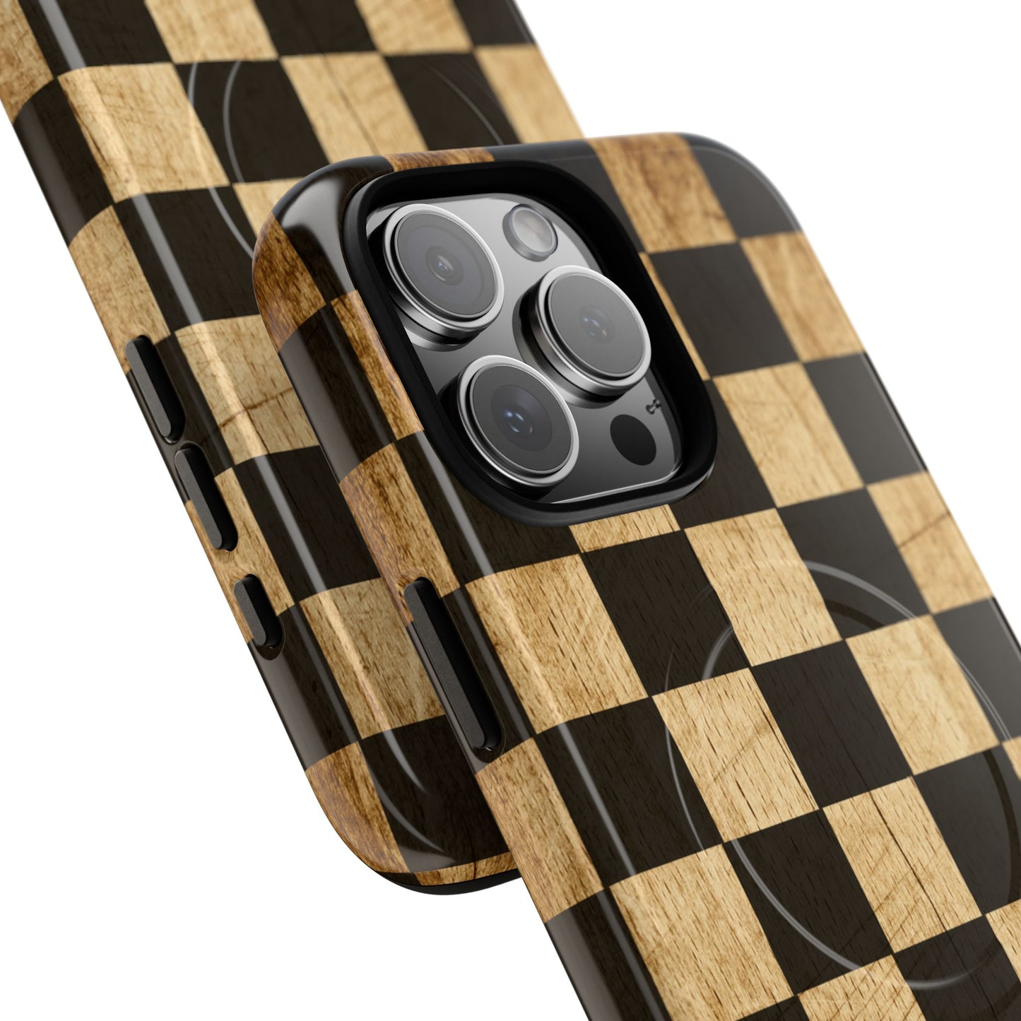 Checkered Rustic Wood Magnetic Case