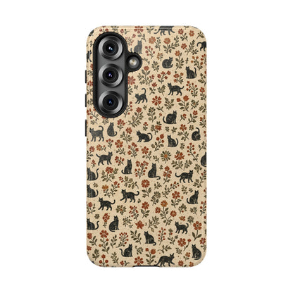 Black Cat Floral Tough Case