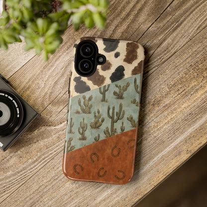Cowhide Turquoise Cactus Tough Case