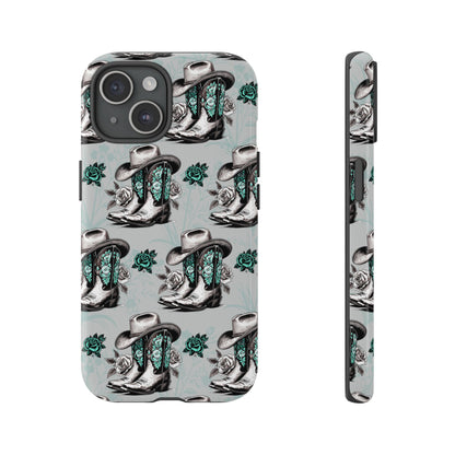 Teal Floral Boots Tough Case
