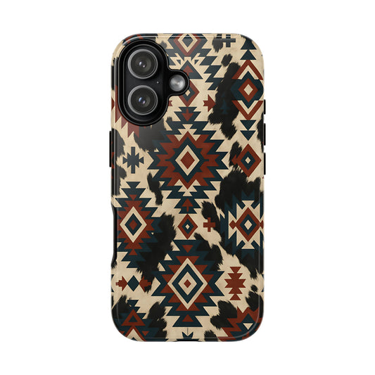 Rust Aztec + Cowhide Tough Case