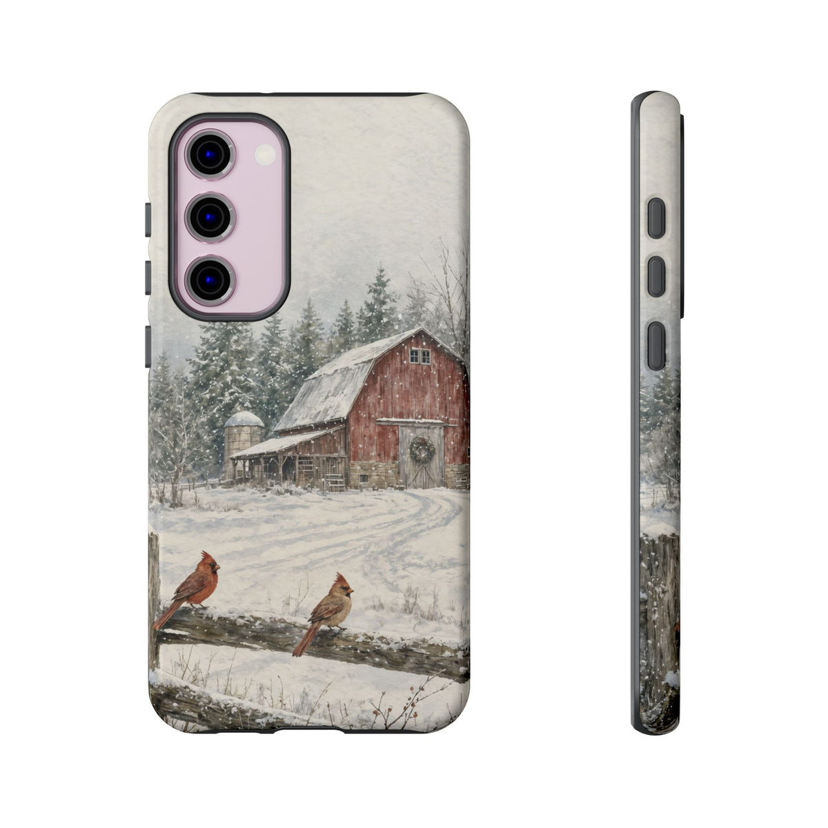 Snowy Red Barn Tough Case