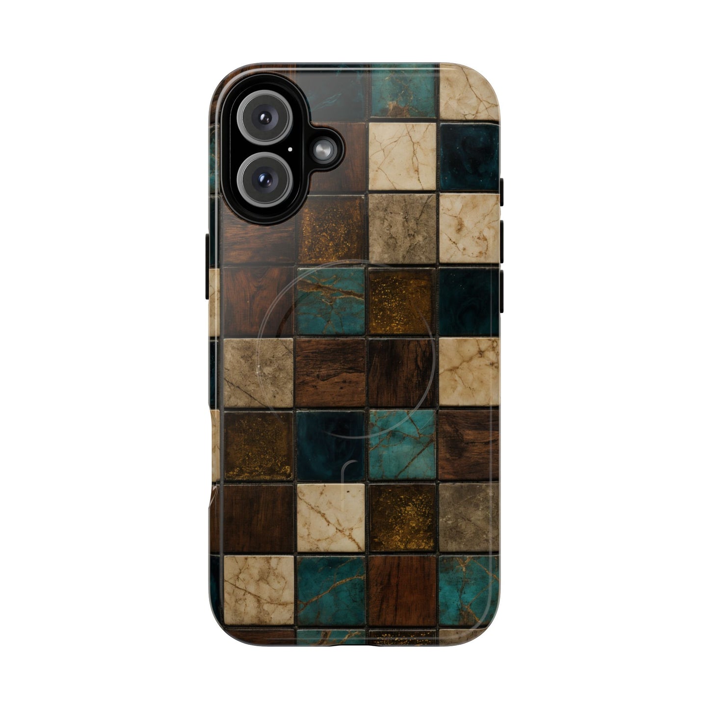 Teal Walnut Tile Magnetic Case