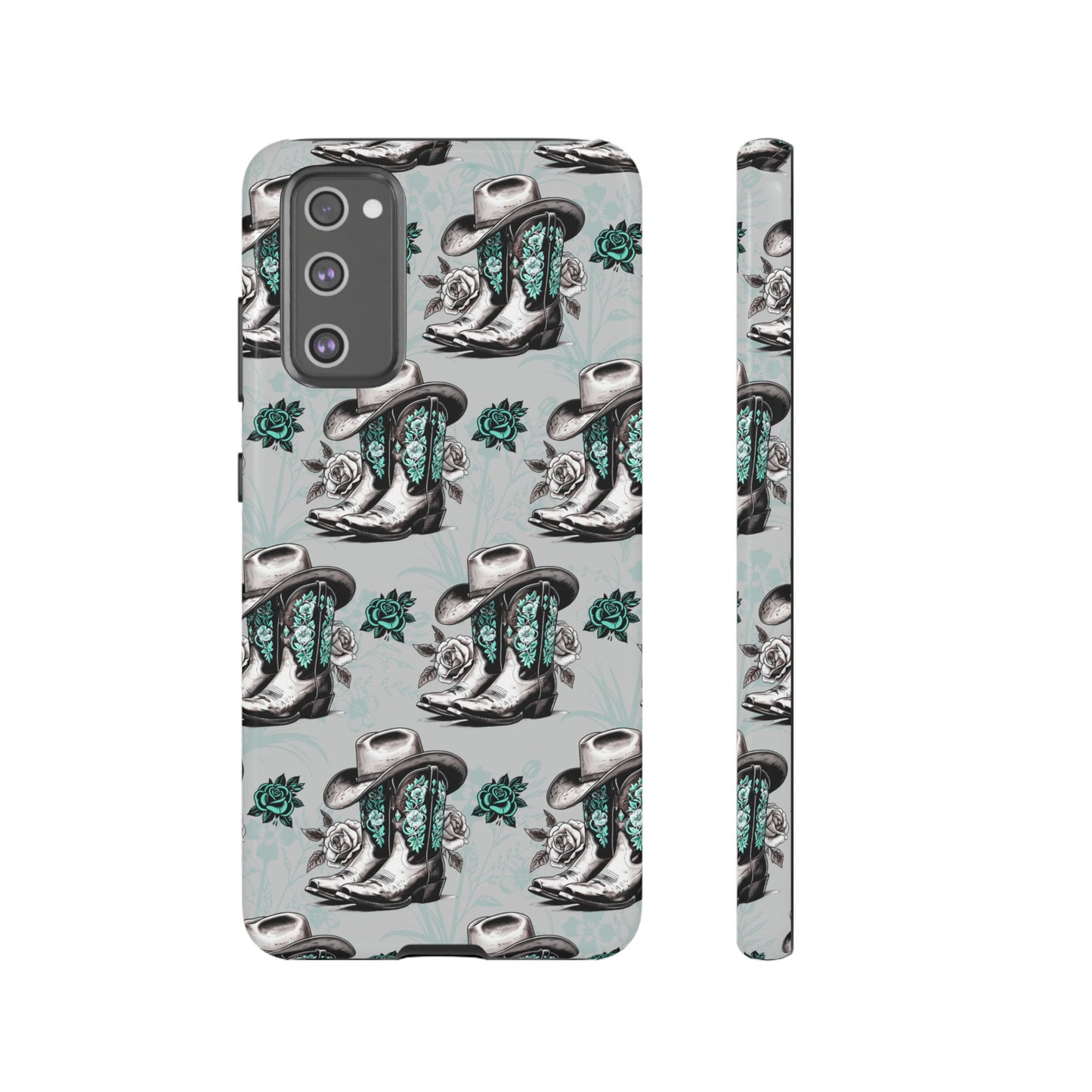 Teal Floral Boots Tough Case
