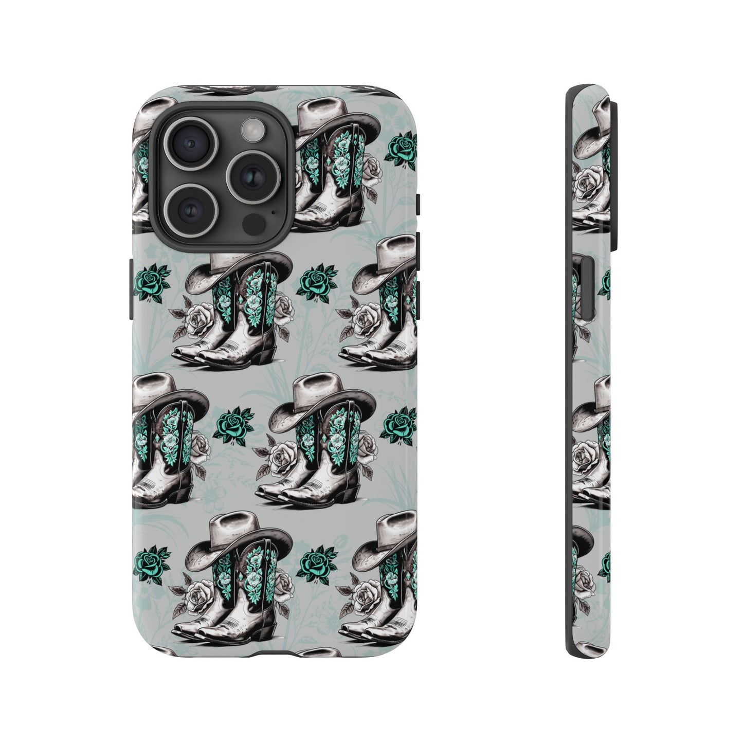 Teal Floral Boots Tough Case