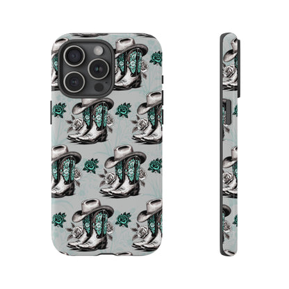 Teal Floral Boots Tough Case