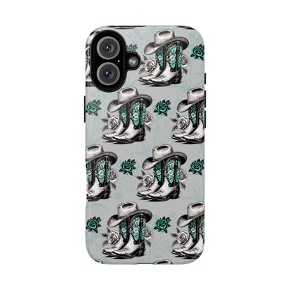 Teal Floral Boots Tough Case
