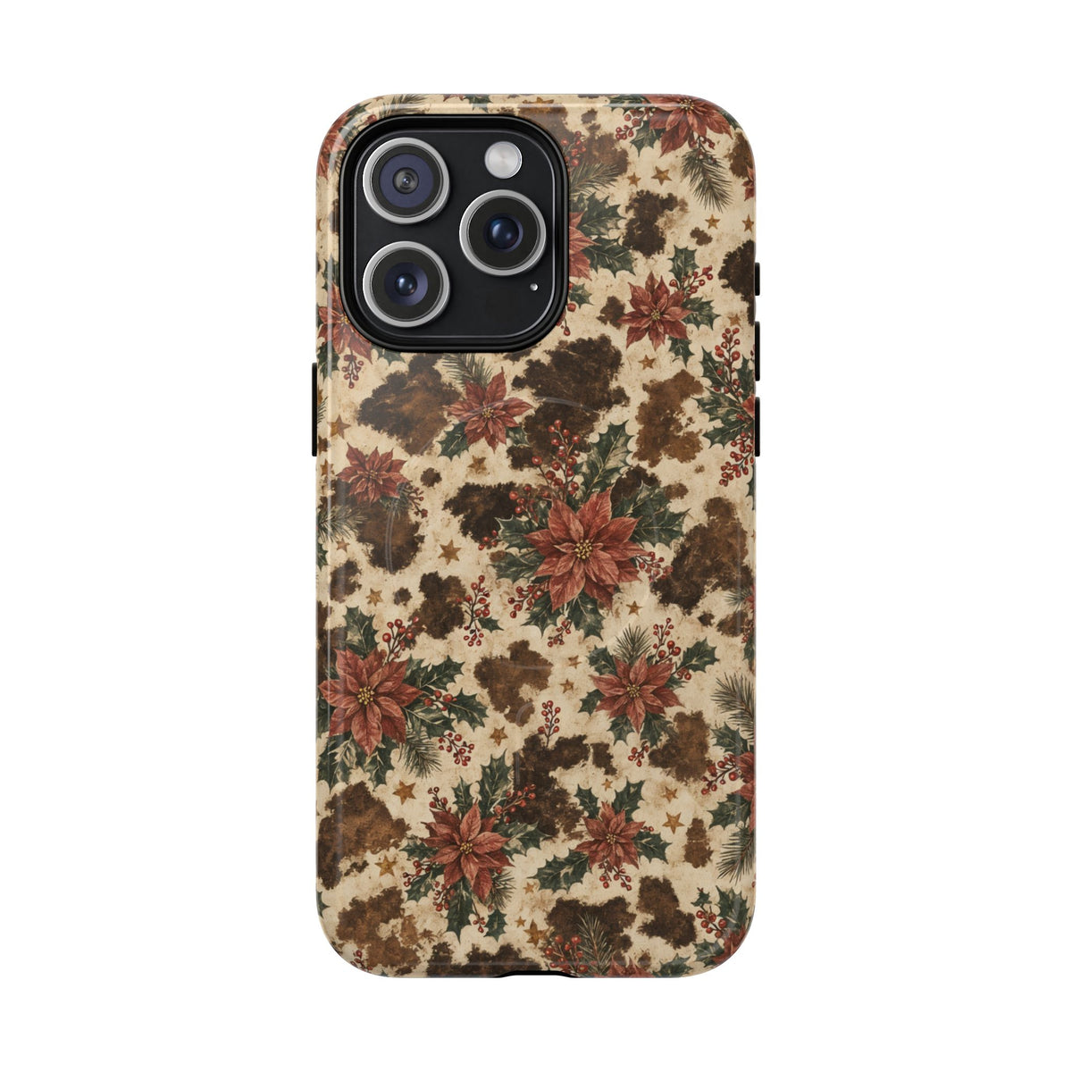 Cowhide Poinsettia Magnetic Case