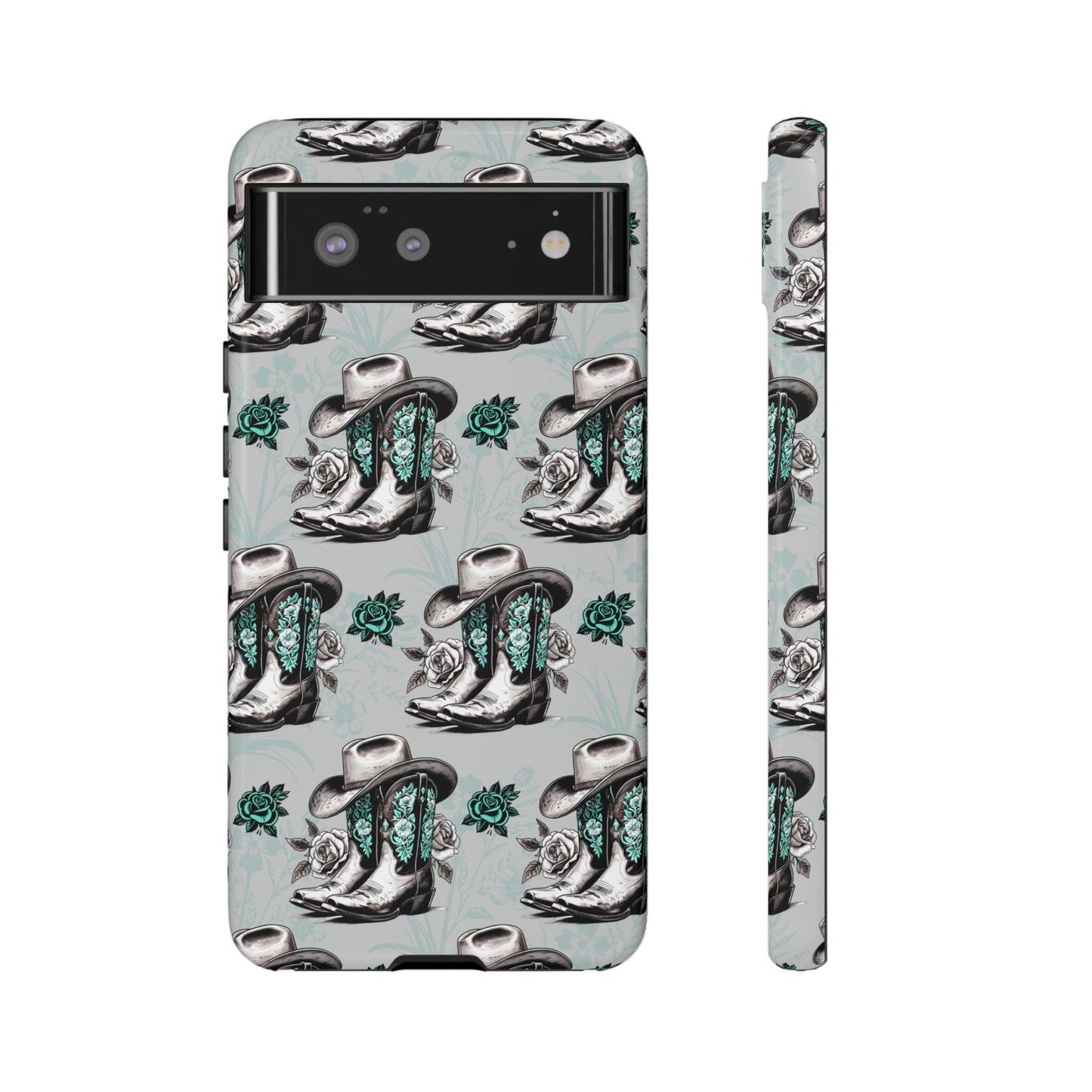 Teal Floral Boots Tough Case
