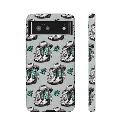Teal Floral Boots Tough Case