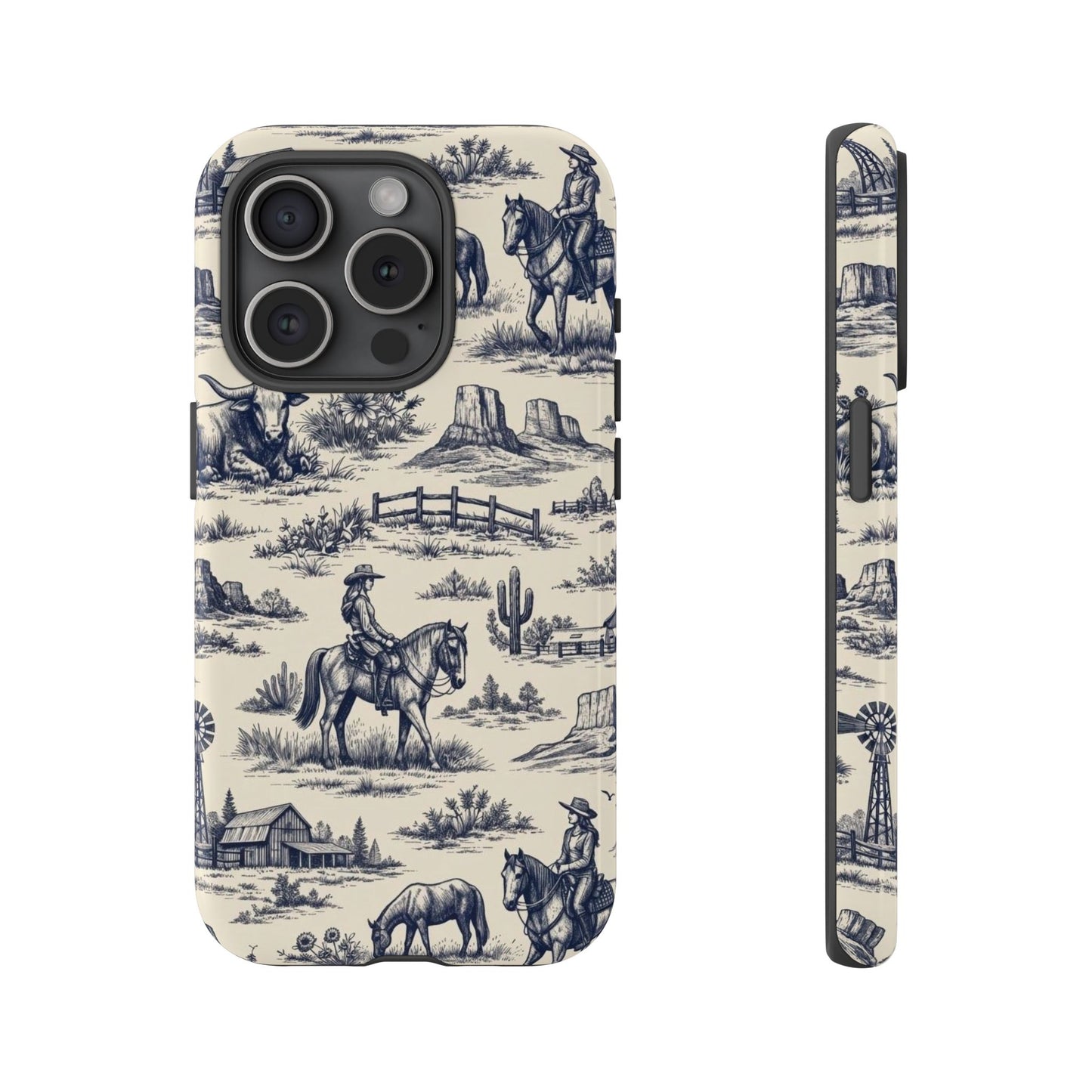 Western Toile Navy Tough Case