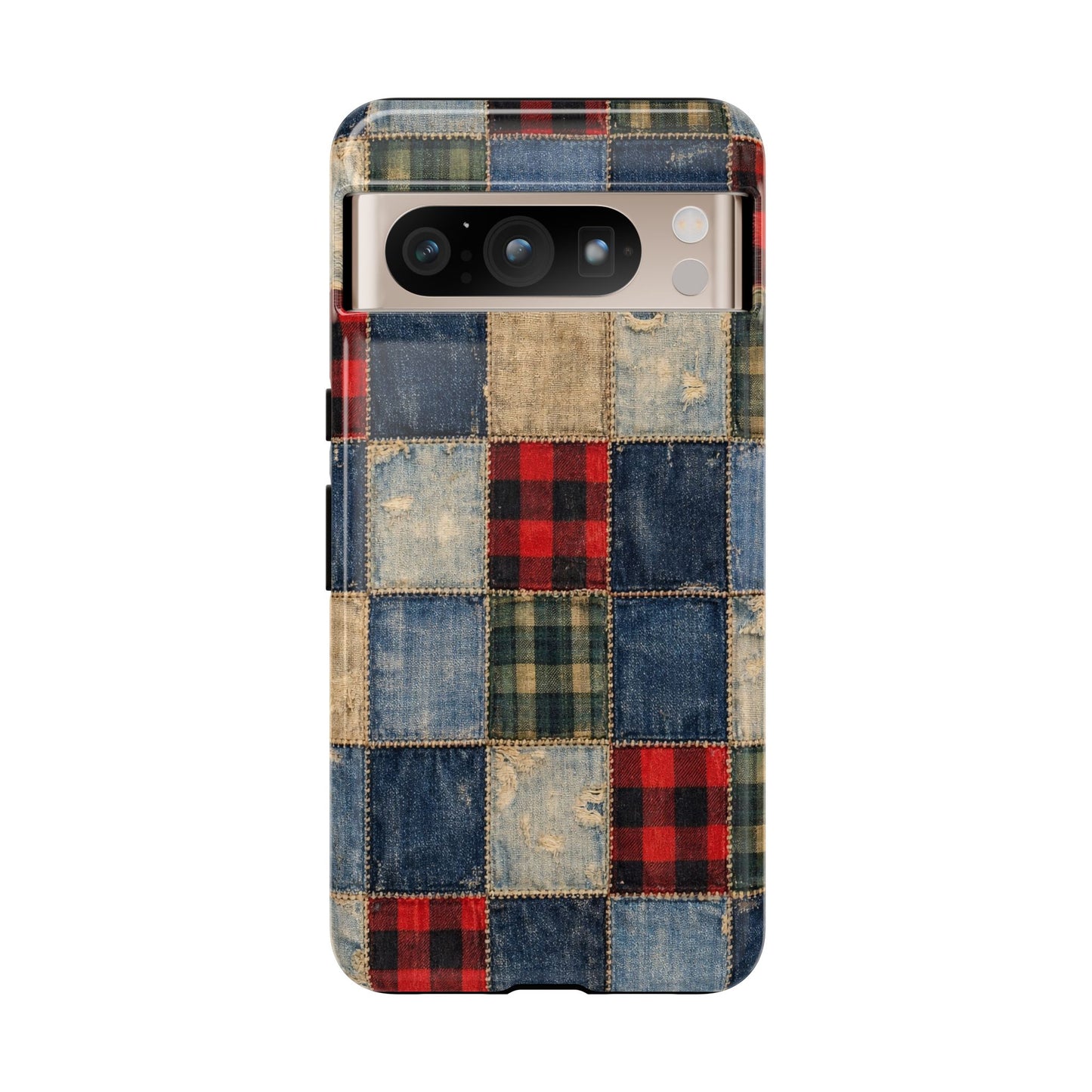 Denim Plaid Patchwork Tough Case