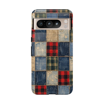 Denim Plaid Patchwork Tough Case