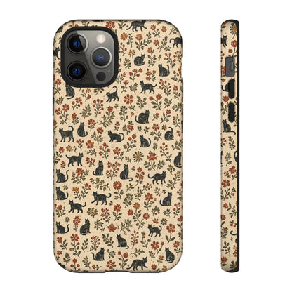 Black Cat Floral Tough Case
