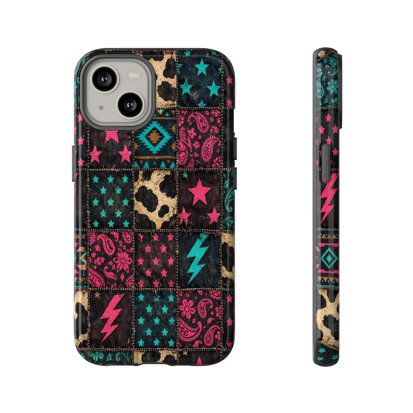 Neon Cowhide Patchwork Tough Case