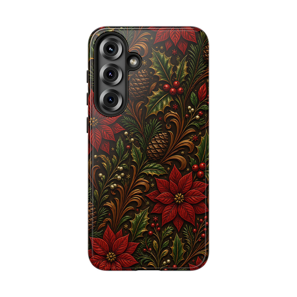 Carved Christmas Holly Tough Case